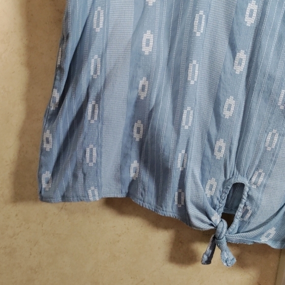 1132 Style & Co blue & white square neck tie front blouse XXL - Picture 6 of 10